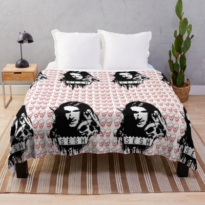 Bones Team Sesh Design Throw Blanket Official Ghostemane  Merch